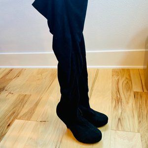 Tall Black Fabric Boots (soft)